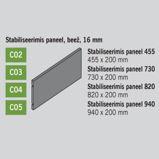 Optimi stabiliseerimis paneel (455/730/820/940x200hx16mm)